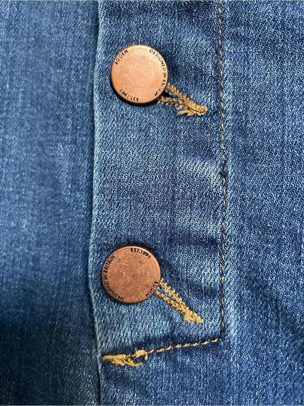 Boden Sailor Wide Leg Jeans | Nautical Button Detail | Stretch Denim | US 2P - Picture 4 of 7